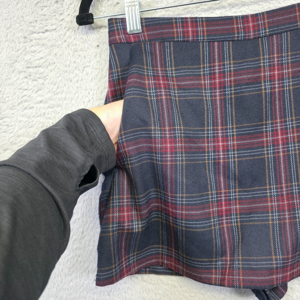 Plaid Mini‎ Skort Womens XS Blue Red Tartan Skirt Short Schoolgirl Academia Y2K - Picture 6 of 12